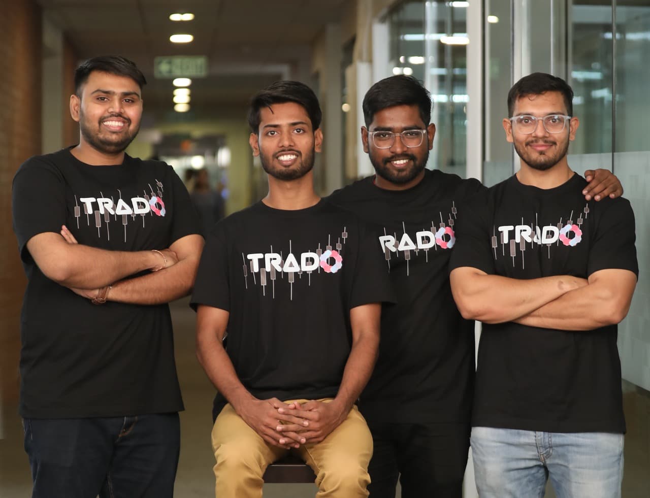 Trado founding team - Four IIT Ropar graduates: Shubendra Gautam (CEO), Adarsh Kumar (CTO), Ashish Bedi (COO), and Vivek Yadav (CFO)